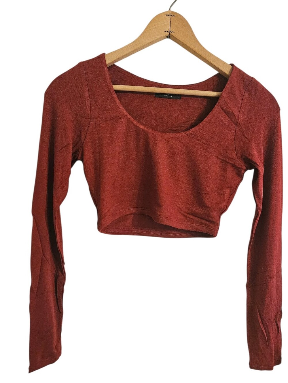 Naked Wardrobe Long Sleeve Crop Top Burgundy Sz M New - Picture 4 of 7